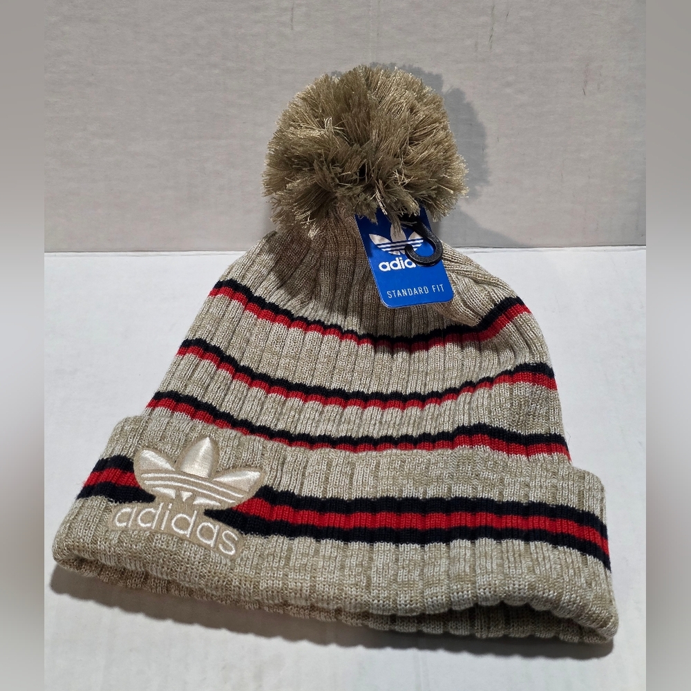 New Adidas Pom Pom Beanie Originals 90's Stripes NWT Unisex Adult Standard Fit